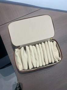 便携式首饰盒，项链手链吊坠收纳盒，PU皮革旅行首饰整理盒，配有6/12个绒布袋，适合生日、周年纪念日、伴娘、情人节等场合，是女性旅行必备的收纳整理好帮手，也是返校宿舍的理想之选。 - 彩色 - 查看 3