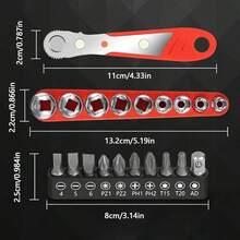 11件/20件/34件套直角棘轮螺丝刀套装，36齿迷你棘轮扳手，磁性偏置螺丝刀，狭窄空间维修工具