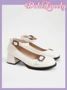 Dola Lovely 女士时尚百搭复古甜美搭扣高跟鞋 - 白色 - 查看 2