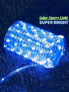 活力四射的太阳能户外花园管状绳灯，蓝色魅力LED景观装饰灯，围栏派对灯，8种闪烁模式，泳池装饰灯，防水耐用材质，现货供应，适用于户外花园绳灯装饰 - 藍色光 - 查看 3