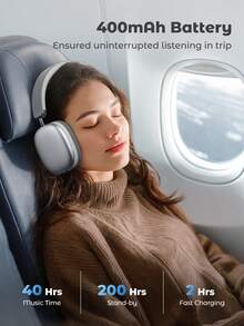 Teckwe Wireless Over-Ear Headphones With Microphone Foldable & Portable HiFi Stereo Sound Headset With Memory Foam Ear Cups - Silver - View 4