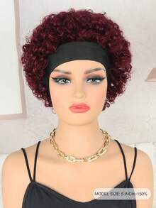 易戴时尚短卷精灵头带假发 酒红色 99J 水波纹真人发 逼真自然 新手友好 适合女性日常佩戴 - S99JC - 查看 2