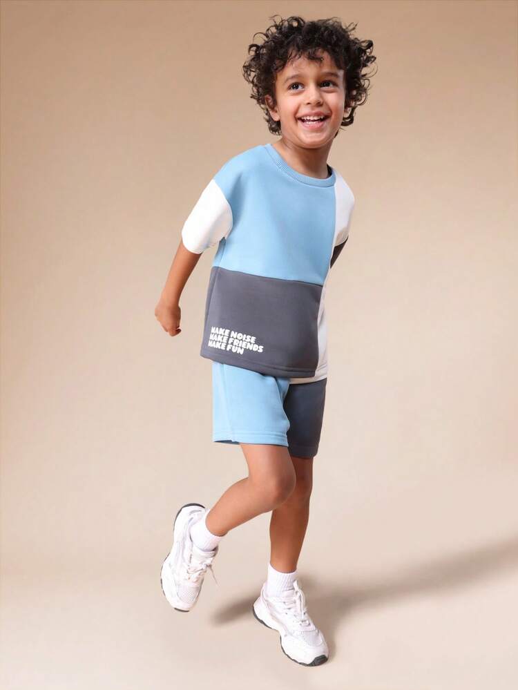 Color Block T-Shirt And Shorts Set