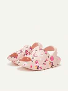 Cozy Pixies 1 Pair Infant Breathable Open Toe Butterfly & Floral Design Slip-On Hollow Sandals, Non-Slip Flat Beach Shoes For Summer - Pink - View 4