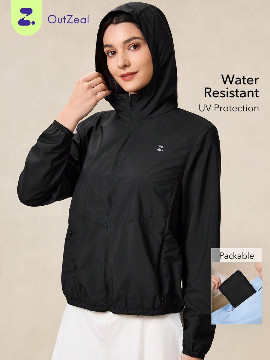 OutZeal Waterproof Sun Protection Lightweight Packable Hiking Jacket For LightRain All Day Windbreaker Drawstring Hem