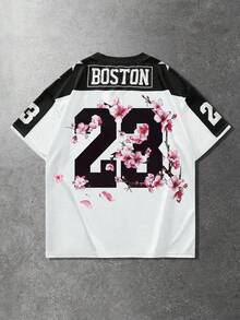 ROMWE MEN Prep 男士标语印花短袖T恤，适合日常穿着，春夏款 - 白色 - 查看 2