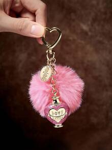 HARRY POTTER X SHEIN Fashionable Acrylic Beads Zinc Alloy Shiny Love Potion Pendant Keychain Luxury Refined Bag Charms, Souvenirs, Collectibles, Gold & Pink,For Gifts, Wallets, School Bags, Backpacks,Car Accessories,Valentine's Day, Back To School - Pink purple - View 7