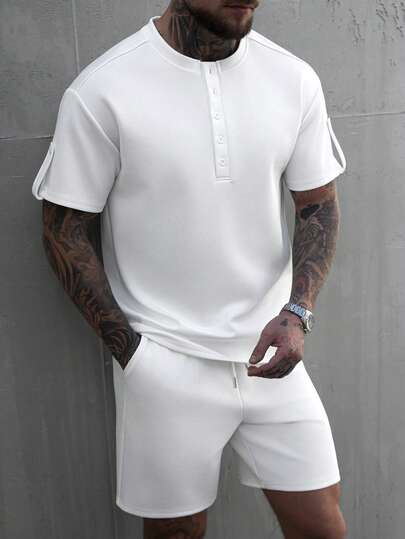 Manfinity CasualCool Men's White Casual T-Shirt Set, Spring/Summer