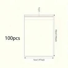 100个透明自封塑料袋，OPP包装袋，可重复密封，非常适合包装衣物、艺术品、礼品、珠宝、装饰包装、卡片，防尘防潮，圣诞节适用。 - 無色 - 查看 5