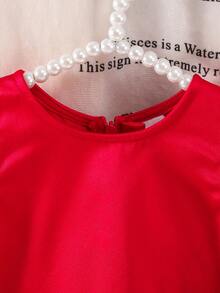 SHEIN Elegante e carino vestito da principessa con fiocco rosso per bambine - Rosso - Visualizzare 5