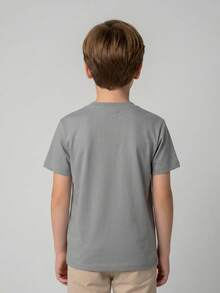 Playera para niño estilo urbano con estampado de números caricatura algodón suave corte holgado manga corta verano uso escolar y al aire libre playera - Gris - Ver 3