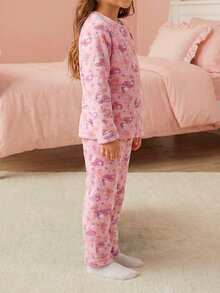 Conjunto de Pijama para Niña Suave y Abrigadora - Rosa - Ver 3