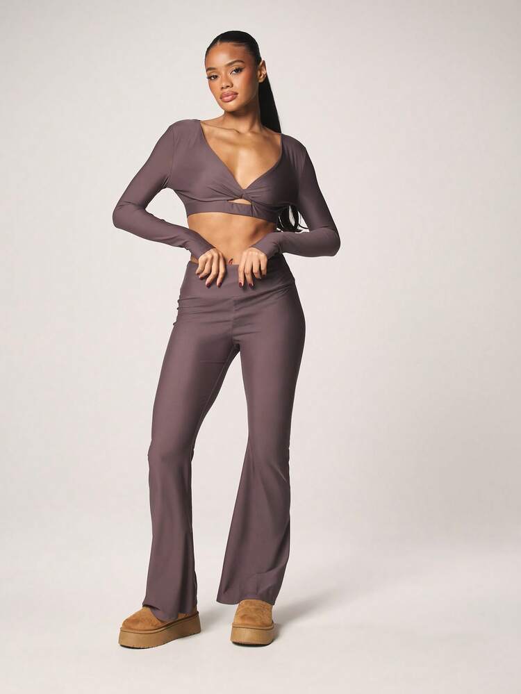 MISSGUIDED High Waisted Flared Pocket Casual Trousers Wide Leg Bell Bottom Pants For Women Fall Winter Fashion