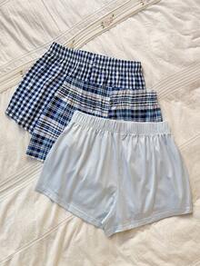 Dream Adore 3件套女士亲肤格子宽松睡裤套装，居家穿着舒适 - 彩色 - 查看 2