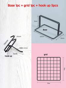 1pc Metal Display Stand For Grid Panels, Grid Display Rack, Grid Hold Base, Wall Grid Accessories, Picture Display Iron Decorative Rack, For Jewelry, School Artwork, Photo Exhibits - Black - View 17