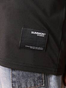 SUMWON Jungen Nummer 87 Mesh-Panel Jersey V-Ausschnitt Kurzarm T-Shirt mit Kontrastbesatz und Brustdruck Design, Lässig Urlaub - Schwarz - Übersicht 5