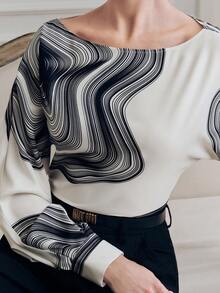 Anewsta Áo kiểu nữ mới về, họa tiết sọc đen trắng thanh lịch, phù hợp cho công sở, đi làm hàng ngày. - trắng - Xem 1