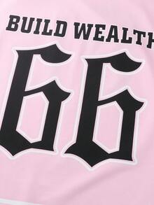 PAVTROS Tricou bărbătesc cu guler rotund 2 în 1, cu imprimeu numeric la modă - Roz - Vizualizare 7