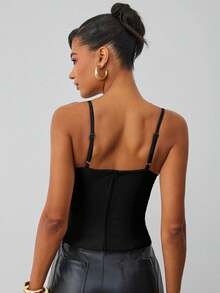 Hauture Women's Sexy Office Casual Sweetheart Halter Neck Top - Black - View 2