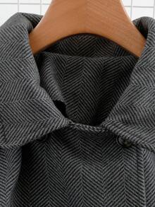 Elenzga Manteau en mélange de laine élégant pour femmes grandes tailles, polyvalent pour l'automne/l'hiver - Gris - Voir 4