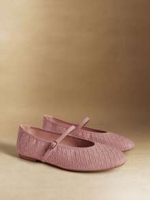 Rosivie 女士休闲百搭通勤简约搭扣平底鞋 - 粉色 - 查看 6