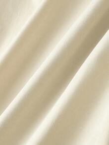 SHEIN MOD Đầm midi vải lanh cổ chữ V cài nút cỡ lớn dành cho nữ - Màu be - Xem 4