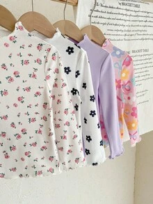 LMoss Kids 4件套 女童针织纯色及碎花圆领休闲T恤 - 彩色 - 查看 6