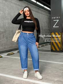 Flexra Plus Size Women Elastic Casual Denim Jeans - Medium Wash - View 6