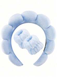 Bộ 3 món băng đô và băng đeo cổ tay bằng sợi microfiber cao cấp - Mềm mại, thoải mái khi rửa mặt, trang điểm, tắm và chăm sóc da. Phụ kiện tóc dành cho nữ. - Nhiều màu - Xem 26