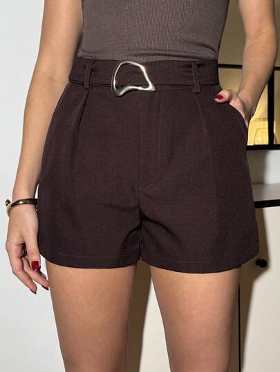 Lavishia Women's Fashion Versatile Belted Shorts Summer Shorts Valentine's Day Elegant