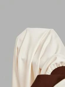 SHEIN MOD 复古宫廷风束腰拼接二合一连衣裙，不对称下摆，前短后长荷叶边，灯笼长袖——节日盛装、公主风、正式礼服、派对礼服；完美适用于度假、约会、野餐、派对、舞会、节日和生日；浪漫复古宫廷风 - 杏色 - 查看 7