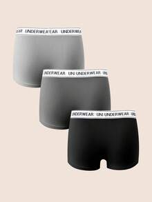3pcs Men's Contrast Letter Tape Waist Comfortable Trunks - Multicolor - View 2