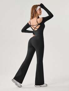 OutZeal Women Tummy Control Removable Pads Flared Strap Black Outdoor Jumpsuit Daily Casual - Black - View 8