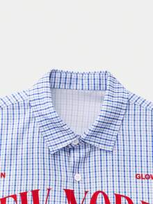 SWAVVY Áo sơ mi nam dáng rộng, họa tiết kẻ caro Anh Quốc, kiểu dáng suông, chất liệu vải sáp chảy, cỡ tiêu chuẩn, kiểu dáng rộng thùng thình, áo sơ mi Manfinity, áo sơ mi New York ngoại cỡ, áo sơ mi nam cỡ lớn. - Màu tím - Xem 5