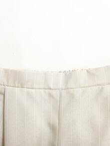 SHEIN Tween Girl Casual Elegant Commute Street Fashion Jacquard Striped Delicate Bow Embroidered Button Front Sleeveless Vest Top And Straight Leg Pants 2 Piece Set, Apricot - Apricot - View 7