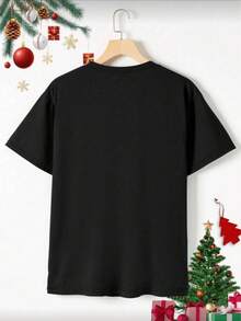 Shendy Vendy Men's 100% Cotton T-Shirt With Round Neck And Short Sleeves, Ideal For The Holiday Season And New Year's Celebrations 2025 2026 - 黑色 - 查看 2