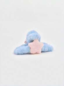 Joivida Pinza de pelo con diseño de estrella de cinco puntas de gran tamaño de felpa, accesorio de pelo con diseño de aleta de tiburón y corazón para mujer, ideal para el otoño y el invierno, pinza de pelo linda para el recogido - Multicolor - Ver 12