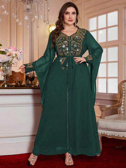 Al Najma Plus Size New Floral Embroidered Elegant Luxury Women Robe