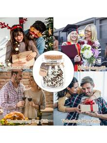 1PC Hugs In A Jar, Hugs To Give Those You Miss, HUG Wooden Cutout Letter Funny Gifts, Jar Of Hugs Gift For Birthday, Anniversary, Christmas, Valentine's Day, Thanksgiving. HUG Wooden Cutout Letter Gifts For Parents And Relatives, And Friends. Christmas Gift, Xmas Gifts, Christmas Stocking Fillers, Christmas Decorations - Hugs In a Jar - View 8