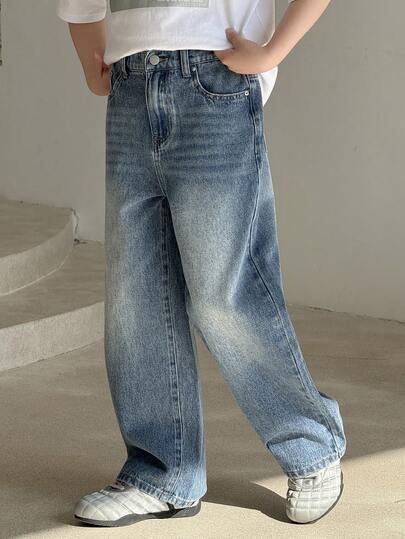 DAZY Pantalones vaqueros casuales de unicolor para niños preadolescentes