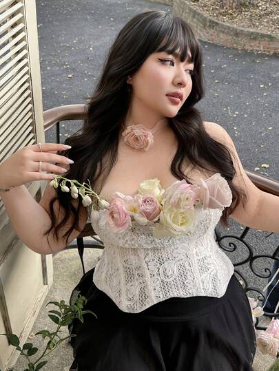 Comfortcana 大码塑身衣束身胸衣优雅性感提花胸衣上装