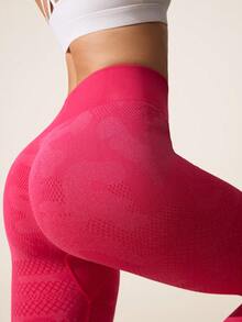 SHEIN Sports Women's High Waist Versatile Fitness Leggings - Hot Pink - View 7
