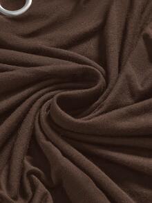 ROMWE Avant Áo thun nữ kiểu dáng cổ điển, vai lệch, eo thắt, tay loe, thêu lỗ, tay cánh dơi, phong cách thường ngày. - màu nâu - Xem 5