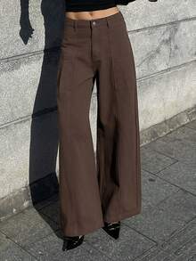 DAZY Women's Casual Washed Flared Leg Jeans - Coffee Brown - View 8