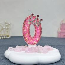 1支粉色皇冠蜡烛，数字0-9，7.5厘米/2.95英寸，粉色皇冠闪光设计生日数字蜡烛，公主主题蛋糕装饰，带亮片，适合女孩、女士、周年纪念庆祝活动，完美适用于公主主题生日庆祝活动和迷人装饰，房间装饰，礼物，生日蜡烛，生日装饰，生日快乐，蛋糕蜡烛，毕业季房间装饰 - 粉色 - 查看 13