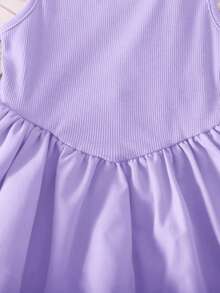 SHEIN Bộ áo liền quần không tay màu tím dễ thương cho bé gái, thích hợp cho mùa hè. - Màu tím - Xem 8