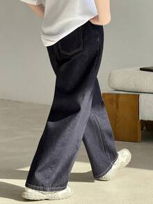 DAZY Tween Boy Casual Washed Loose Straight Leg Jeans Spring - Dark Wash - View 4
