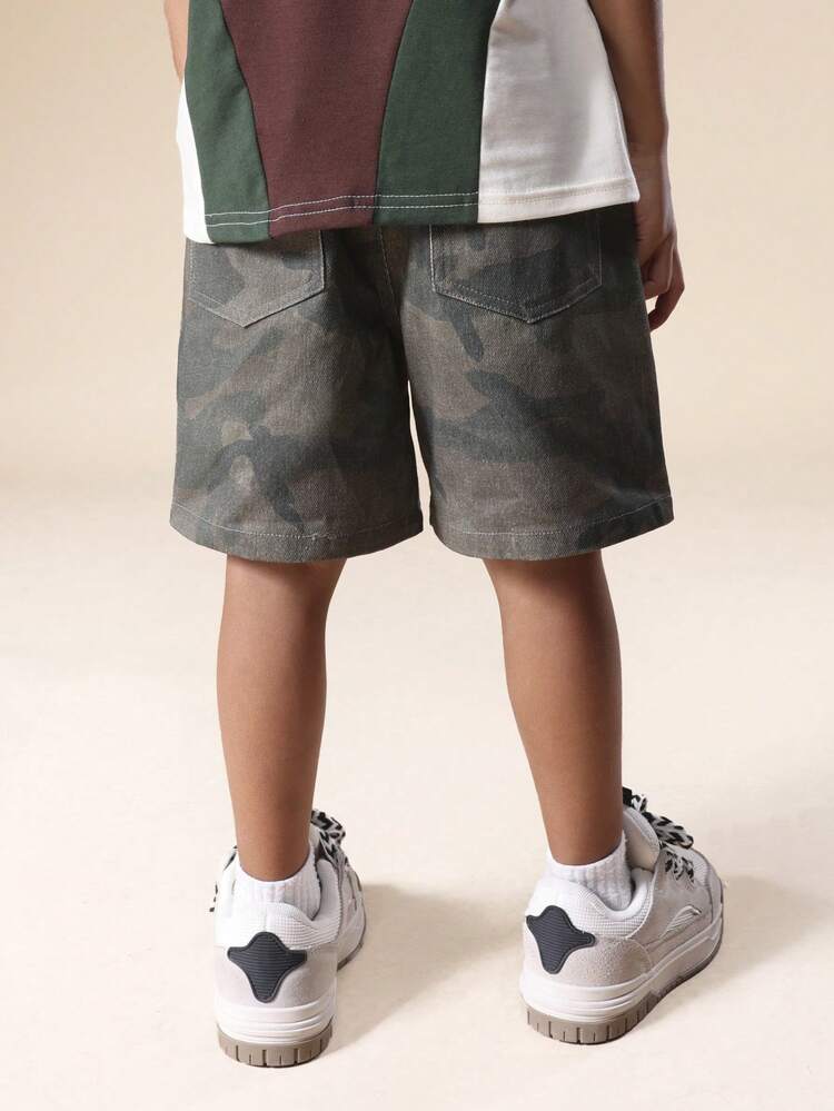 ポケット付き迷彩デニムジョガーパンツ