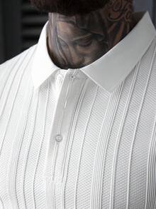 Manfinity Homme Camisa polo de manga corta de unicolor casual para hombre, verano - Blanco - Ver 7