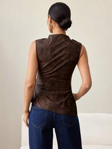 MaterniWear Maternity Clothes Maternity Tops Elegant Office Attire For Commuting Summer Ancient Tie-Dye Printed Camisole, Dark Brown Top, Brown Top, Women's Leather Top, Turtleneck Top, Sleeveless Top - Brown - View 7